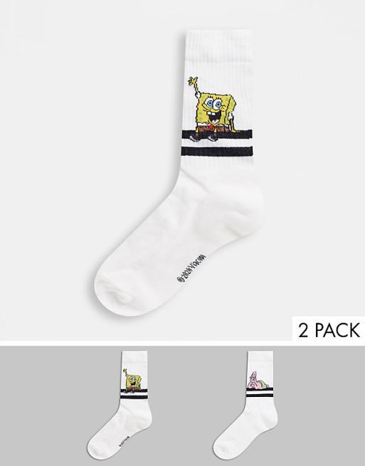 Spongebob Womens Socks Cute Stripe Ankle Socks 5 Pairs Set